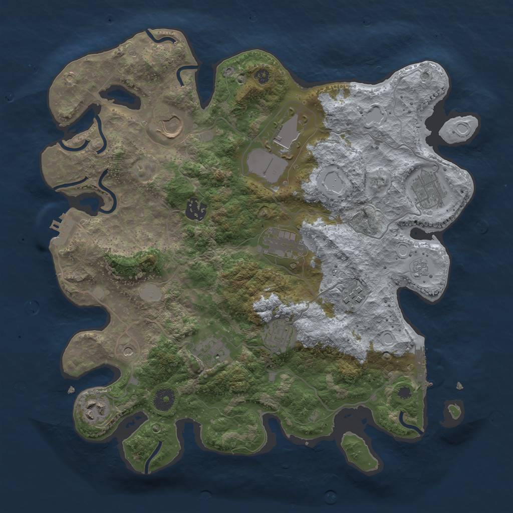 Rust Map: Procedural Map, Size: 3500, Seed: 885046455, 18 Monuments