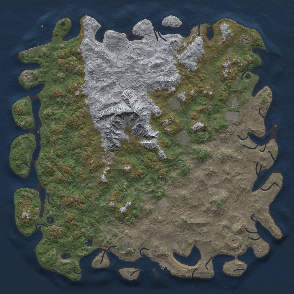 Rust Map: Procedural Map, Size: 6000, Seed: 714367514, 20 Monuments