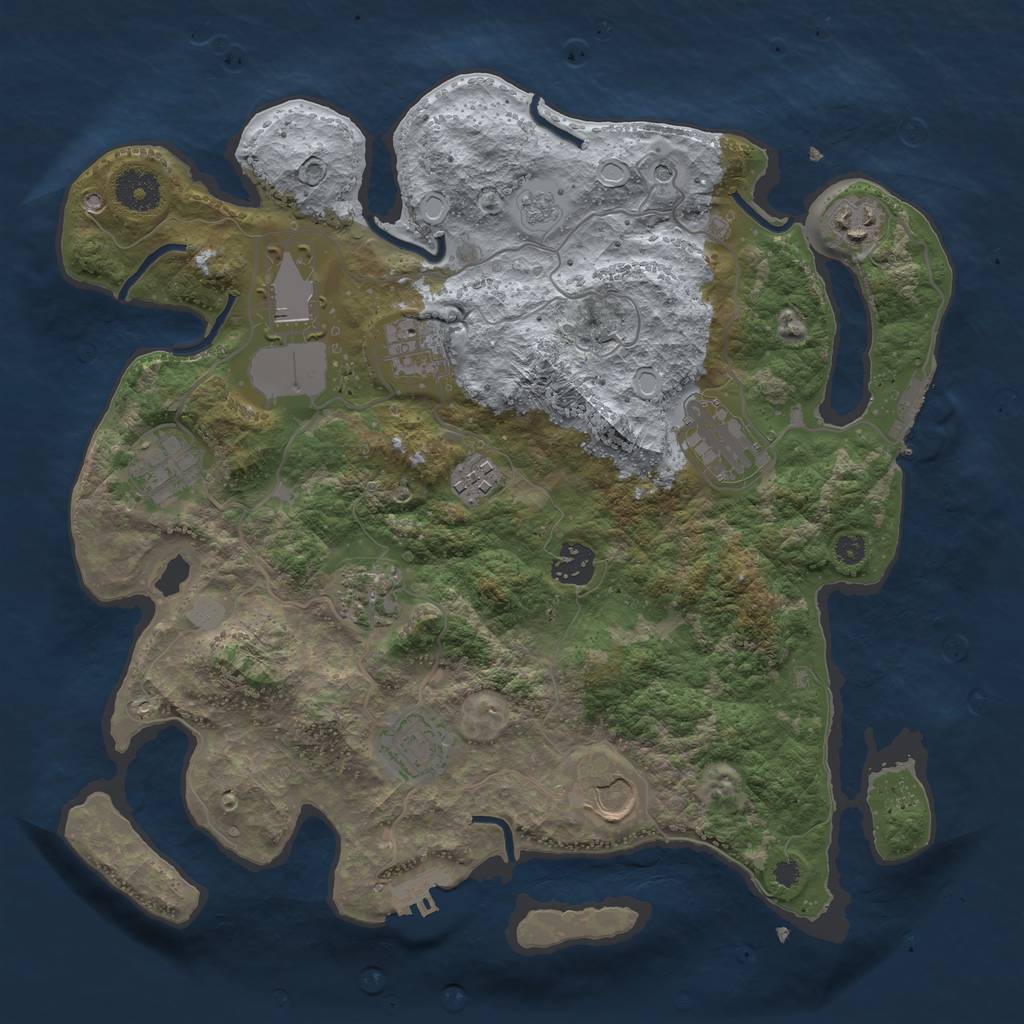 Rust Map: Procedural Map, Size: 3500, Seed: 2095143593, 19 Monuments