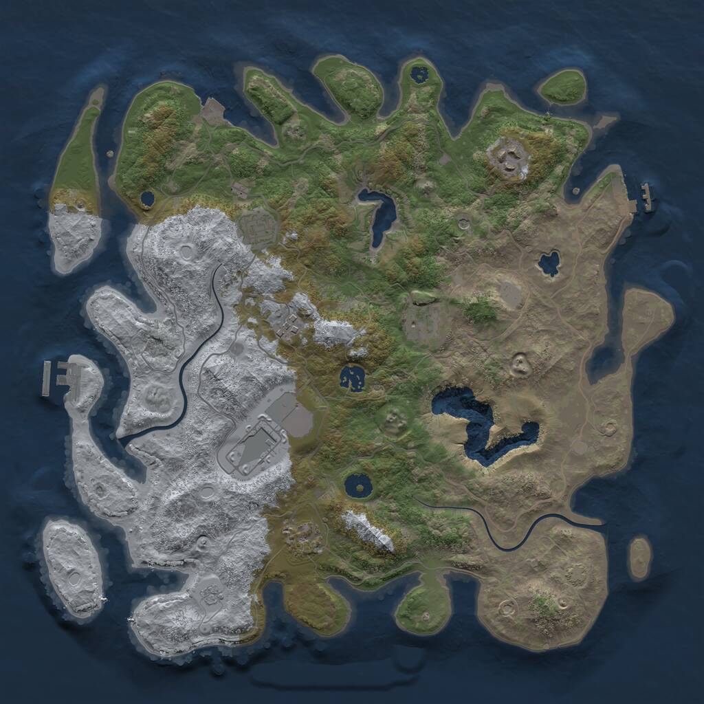 Rust Map: Procedural Map, Size: 4000, Seed: 348970265, 13 Monuments