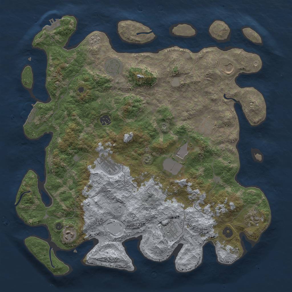 Rust Map: Procedural Map, Size: 4200, Seed: 515658, 19 Monuments