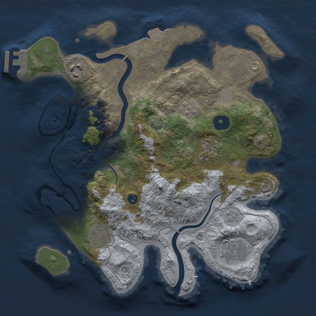 Rust Map: Procedural Map, Size: 3000, Seed: 160098, 10 Monuments
