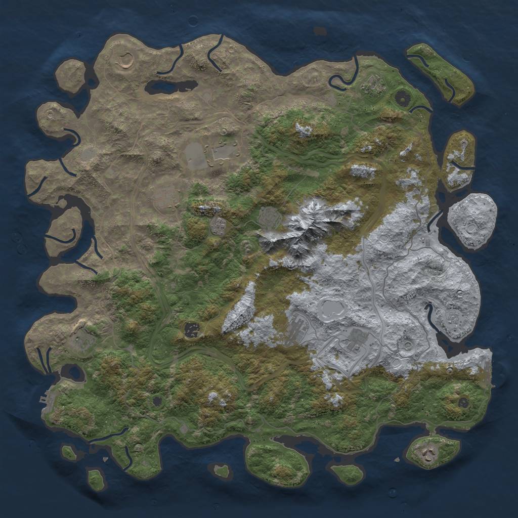 Rust Map: Procedural Map, Size: 5000, Seed: 486486486, 20 Monuments