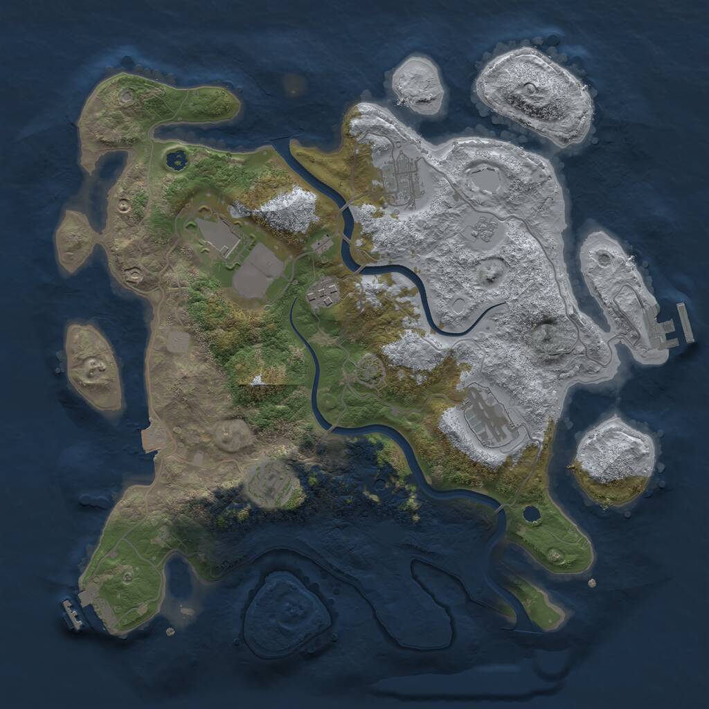 Rust Map: Procedural Map, Size: 3500, Seed: 1955976479, 11 Monuments