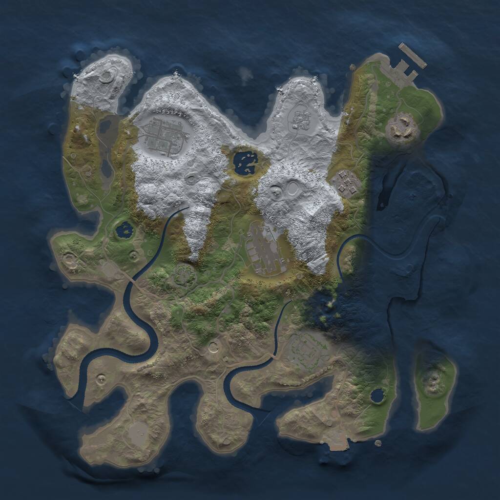 Rust Map: Procedural Map, Size: 3000, Seed: 591372834, 11 Monuments