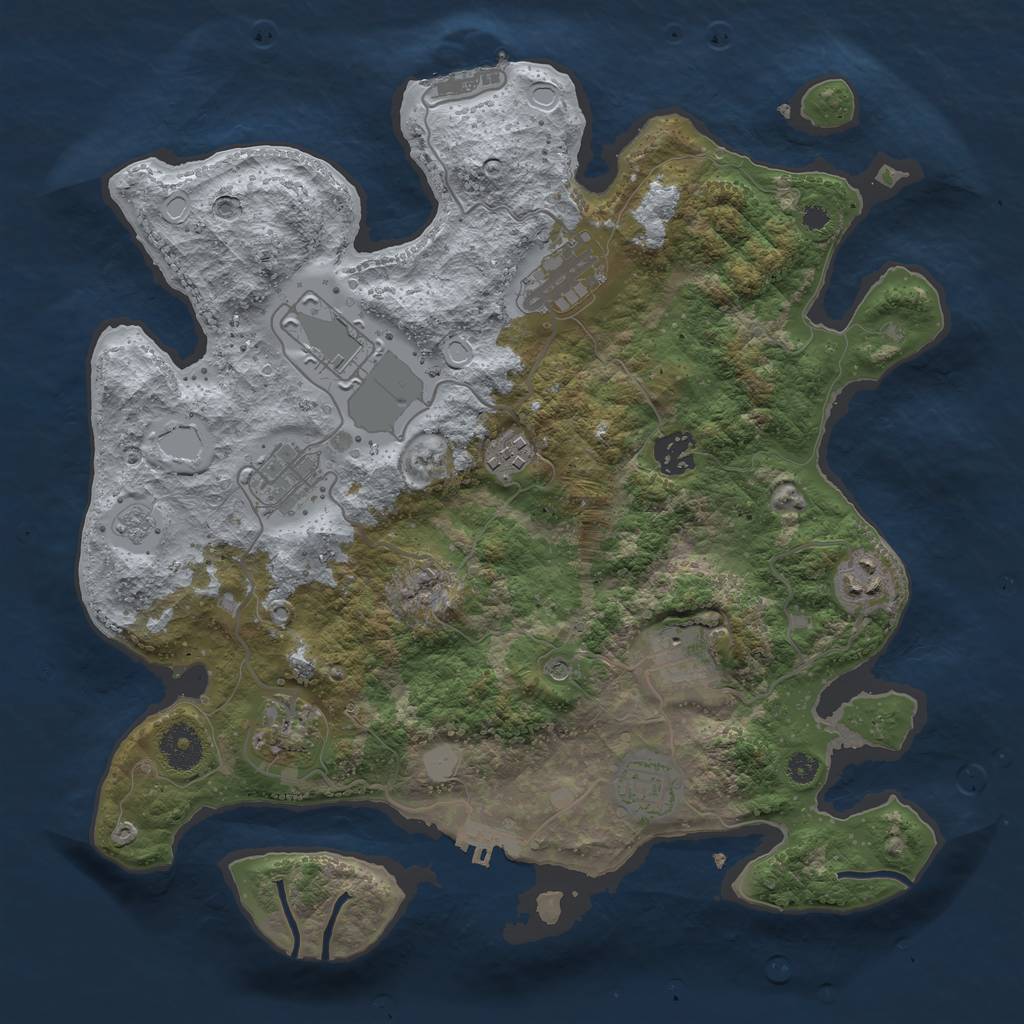 Rust Map: Procedural Map, Size: 3500, Seed: 82216511, 18 Monuments