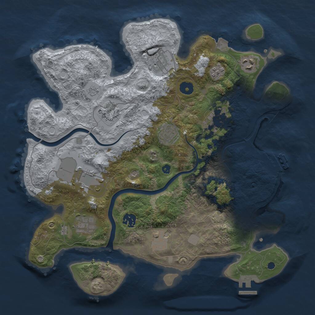 Rust Map: Procedural Map, Size: 3500, Seed: 82216511, 16 Monuments