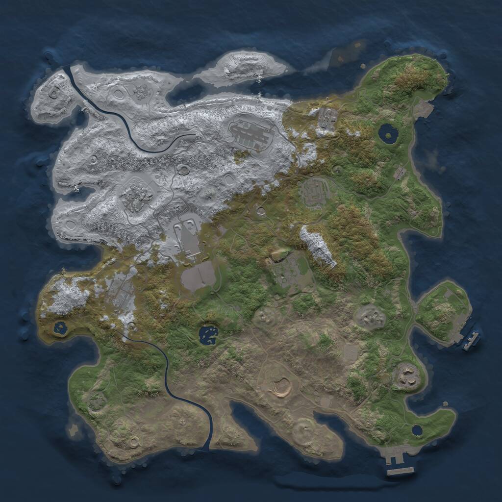 Rust Map: Procedural Map, Size: 3800, Seed: 49215927, 16 Monuments