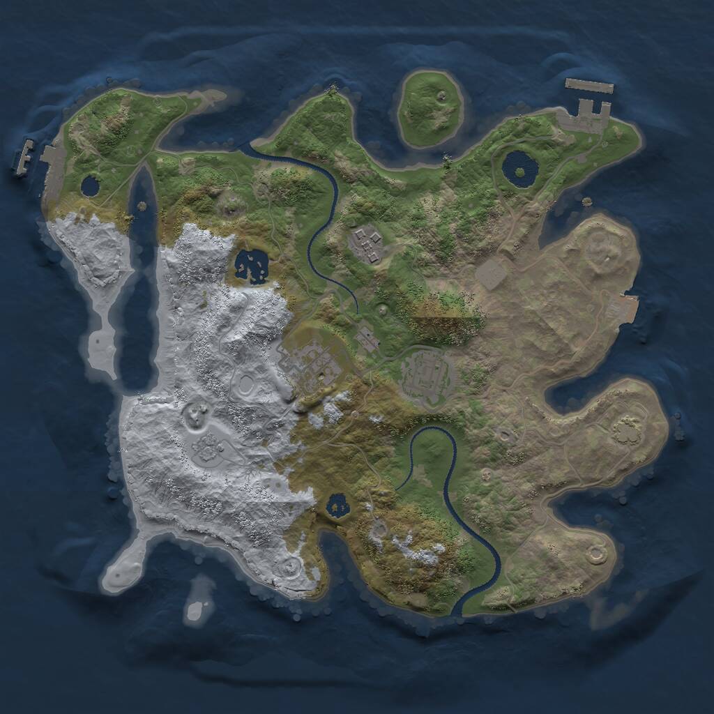 Rust Map: Procedural Map, Size: 3000, Seed: 1279883, 9 Monuments