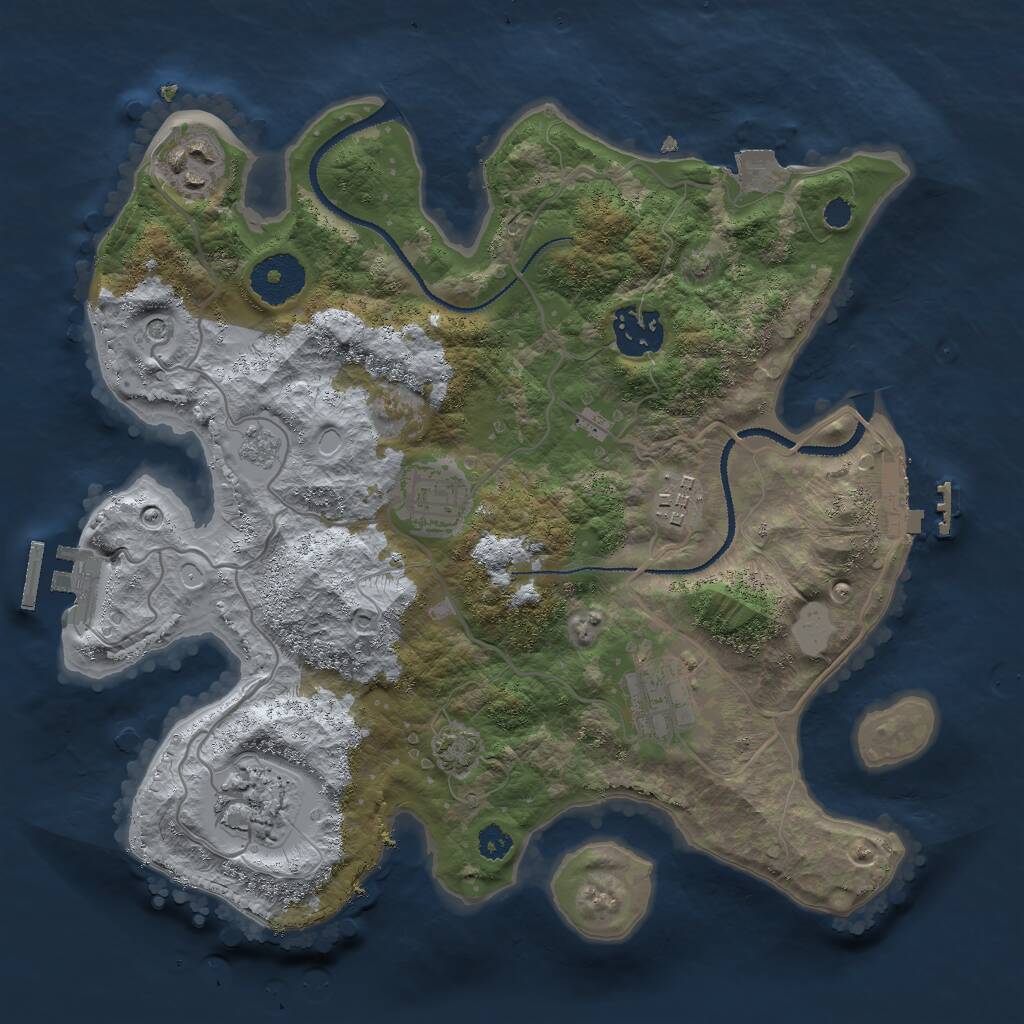 Rust Map: Procedural Map, Size: 3000, Seed: 1407491238, 12 Monuments