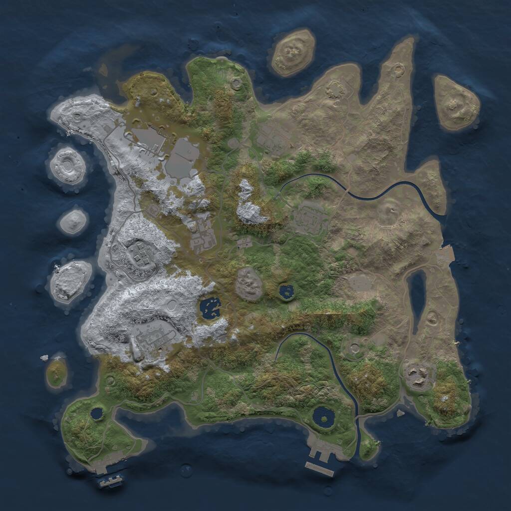 Rust Map: Procedural Map, Size: 3500, Seed: 98624025, 13 Monuments