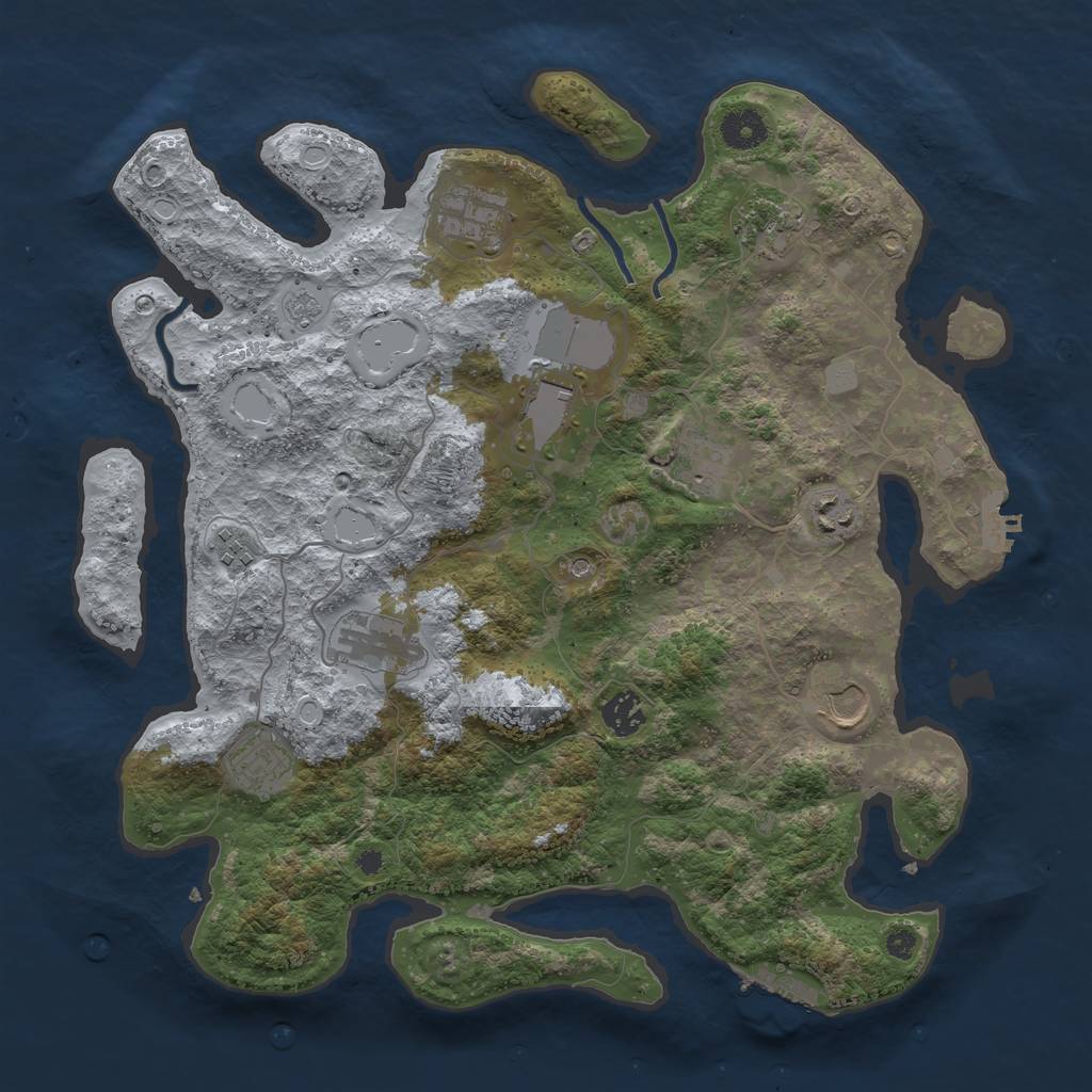 Rust Map: Procedural Map, Size: 3800, Seed: 2784713, 19 Monuments