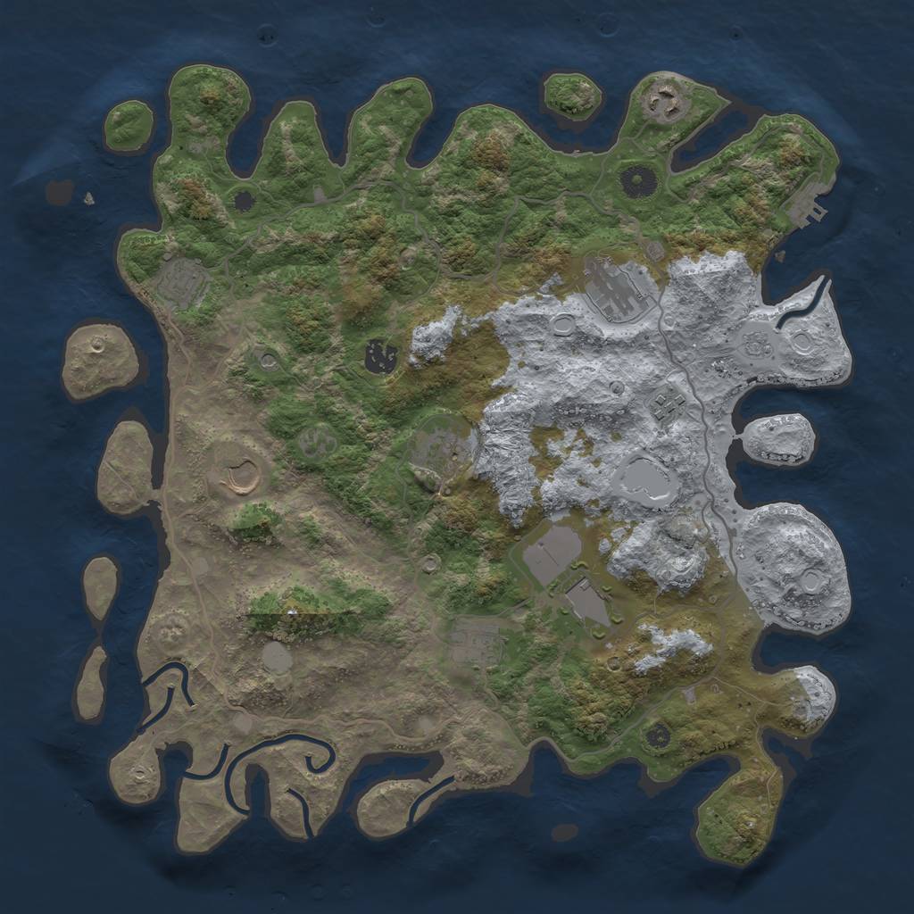 Rust Map: Procedural Map, Size: 4000, Seed: 51974, 17 Monuments