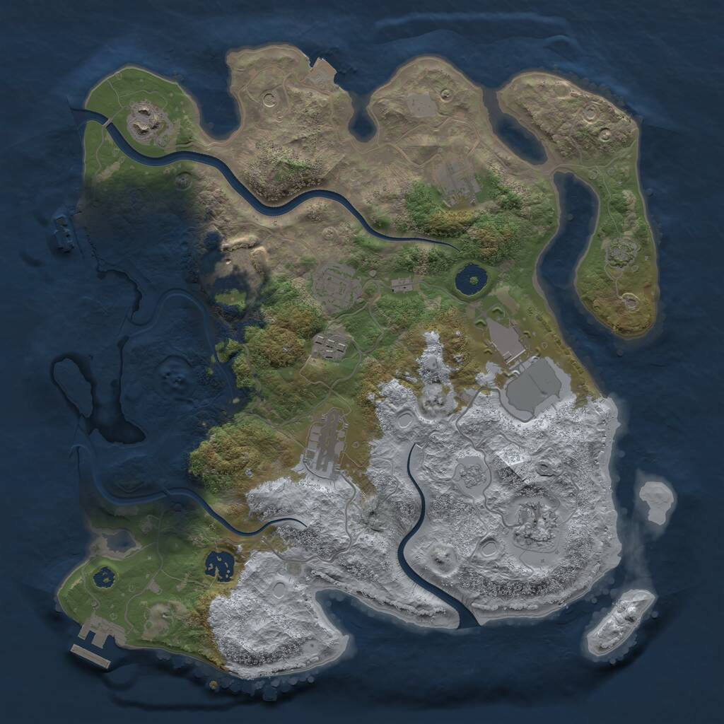 Rust Map: Procedural Map, Size: 3550, Seed: 440949, 15 Monuments