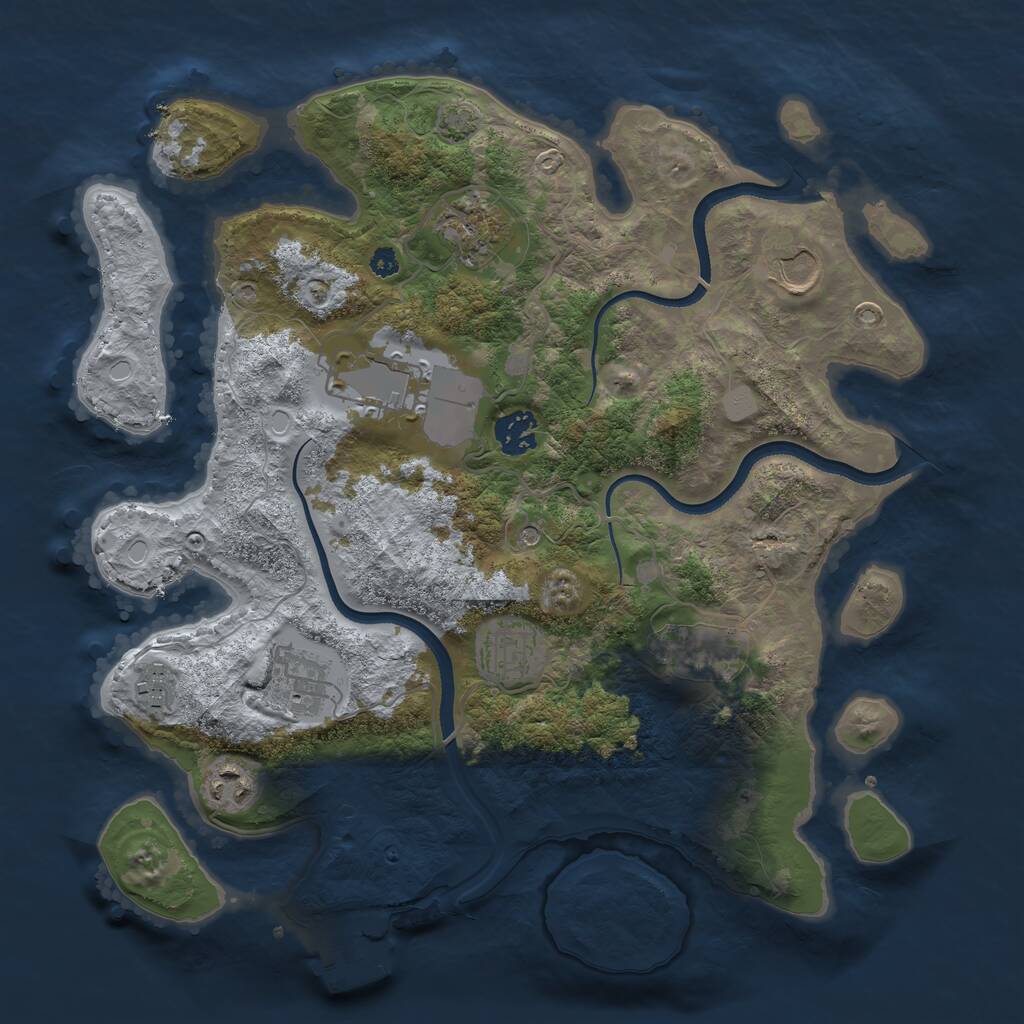 Rust Map: Procedural Map, Size: 3500, Seed: 149032852, 13 Monuments