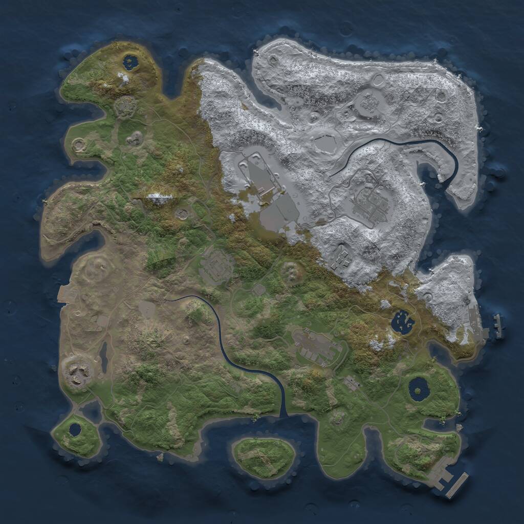 Rust Map: Procedural Map, Size: 3500, Seed: 123029979, 13 Monuments
