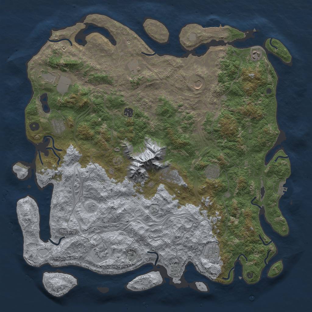 Rust Map: Procedural Map, Size: 5000, Seed: 642219524, 20 Monuments
