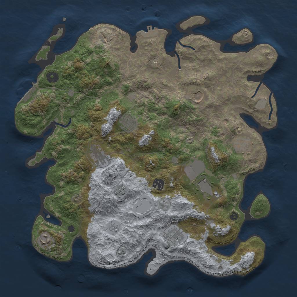 Rust Map: Procedural Map, Size: 3800, Seed: 626110, 18 Monuments