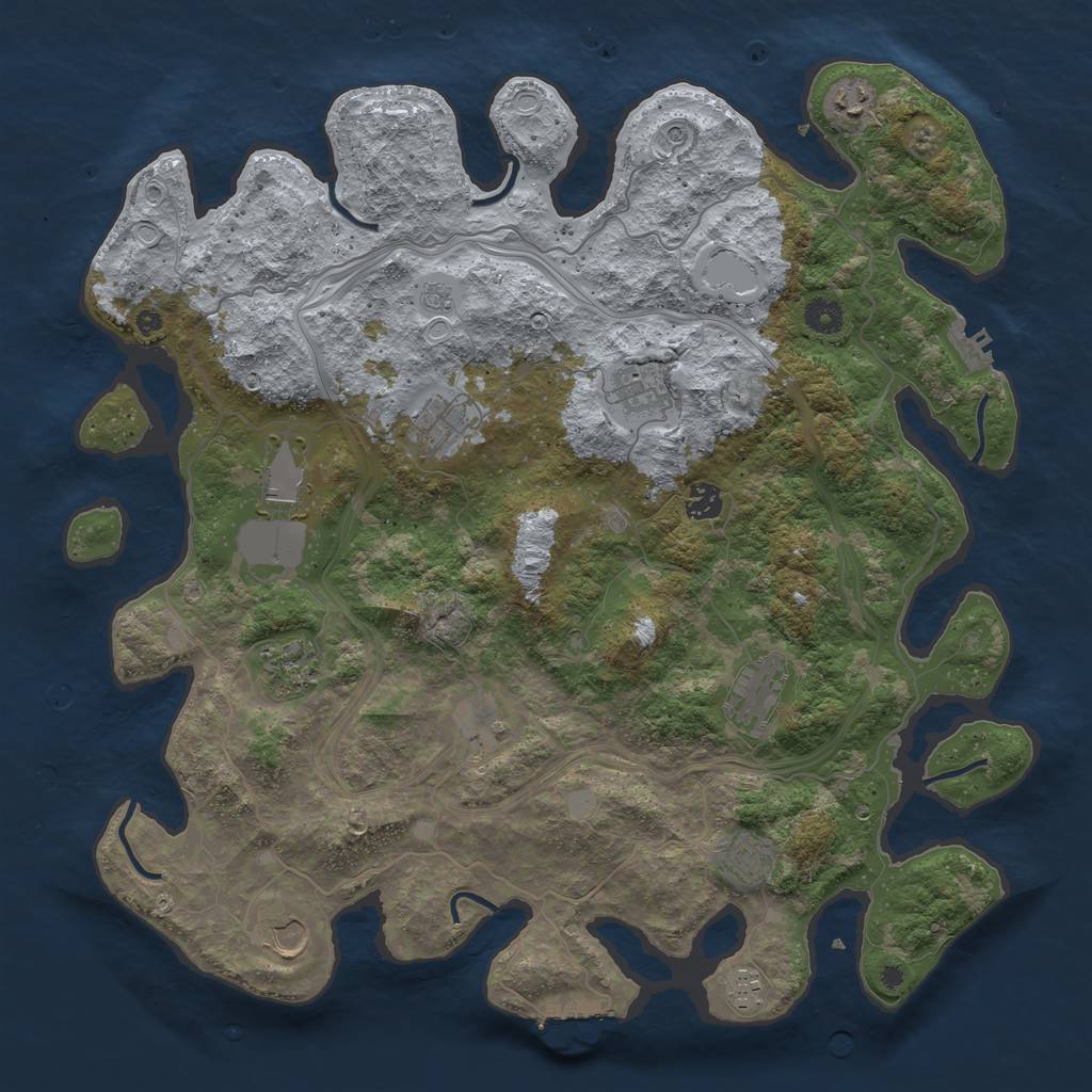 Rust Map: Procedural Map, Size: 4300, Seed: 2103681068, 20 Monuments