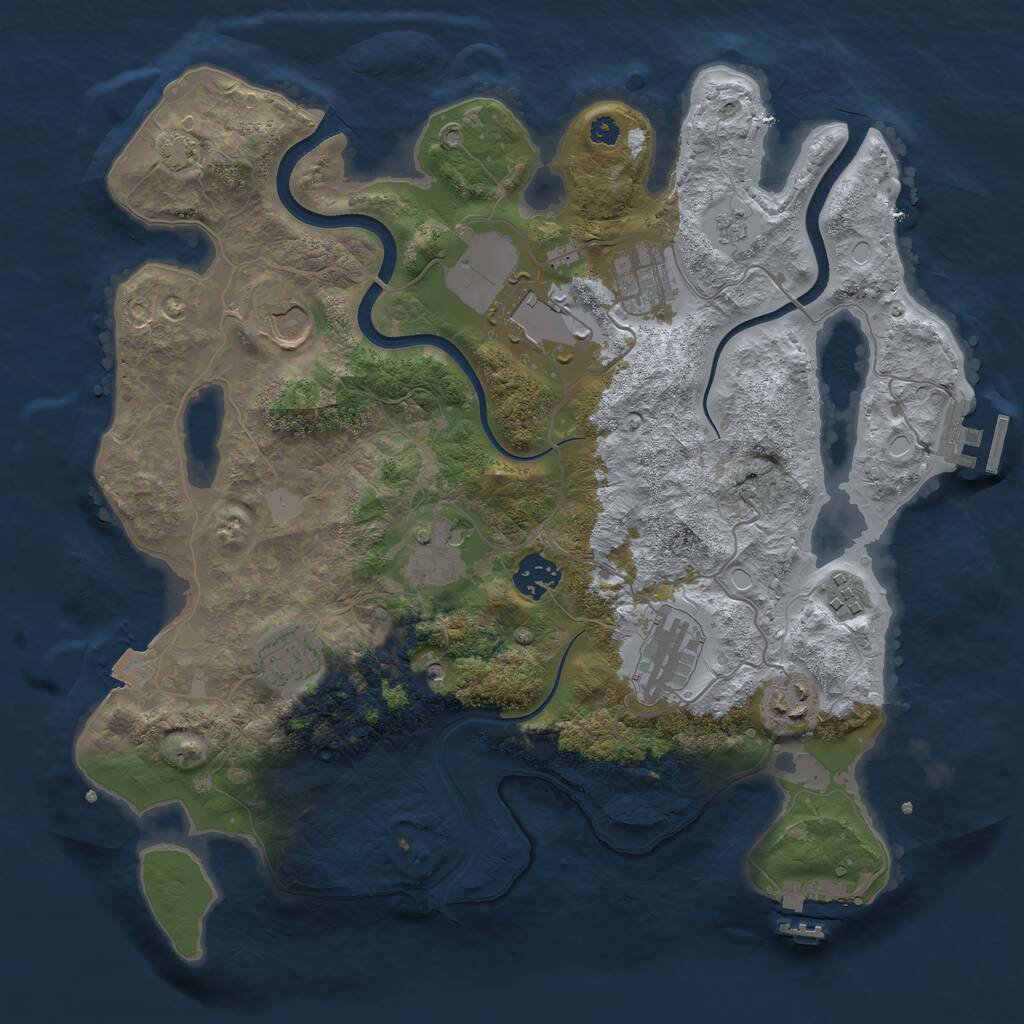 Rust Map: Procedural Map, Size: 3500, Seed: 1864930734, 15 Monuments