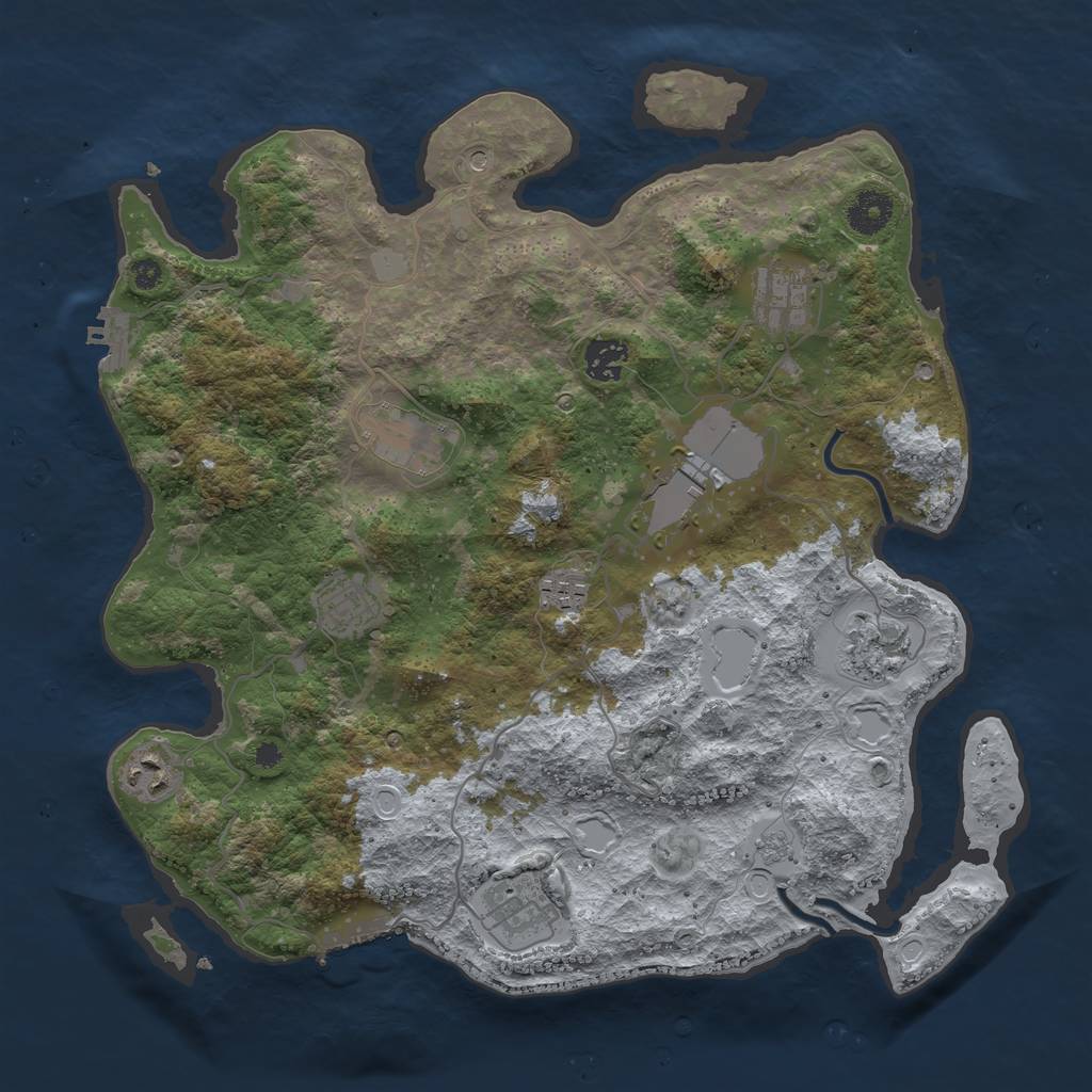 Rust Map: Procedural Map, Size: 3700, Seed: 1091341997, 18 Monuments