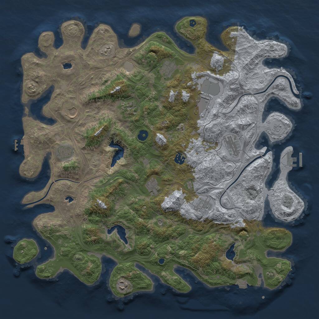 Rust Map: Procedural Map, Size: 4500, Seed: 3758451, 17 Monuments
