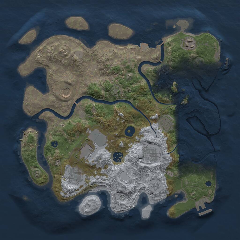 Rust Map: Procedural Map, Size: 3500, Seed: 1765206574, 14 Monuments