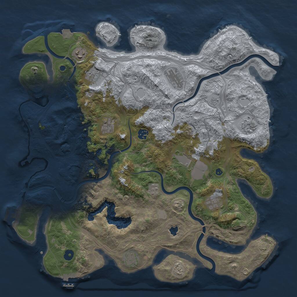 Rust Map: Procedural Map, Size: 4250, Seed: 1199216038, 16 Monuments