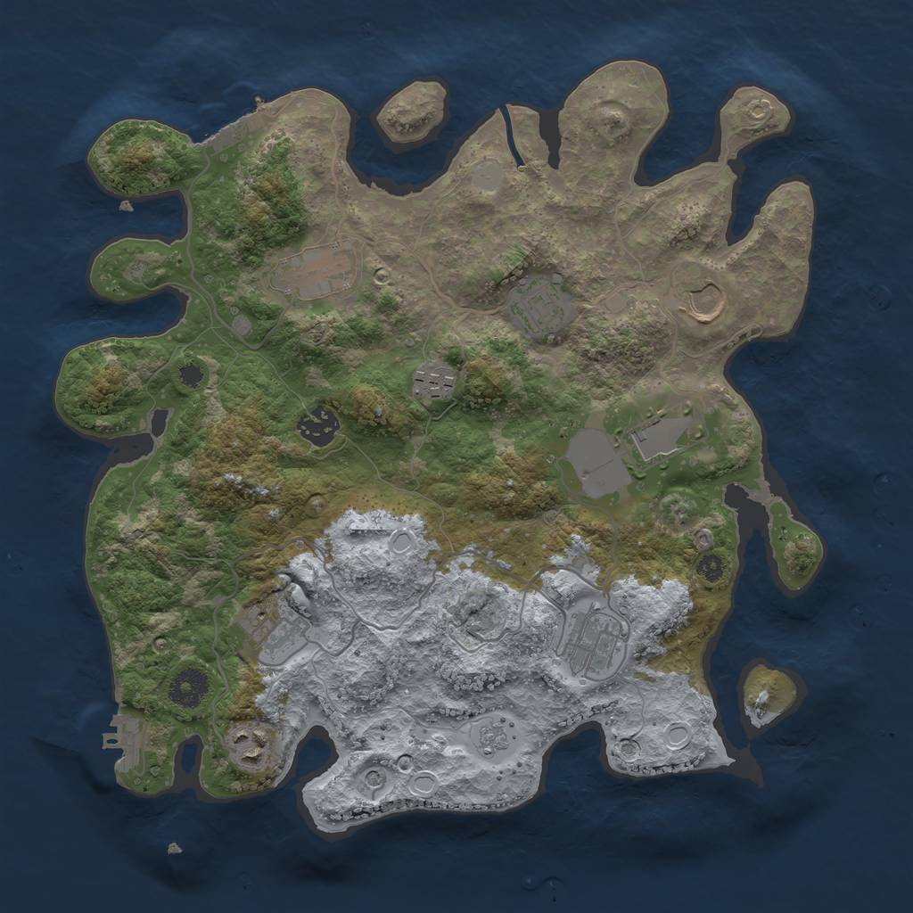 Rust Map: Procedural Map, Size: 3500, Seed: 5746, 18 Monuments