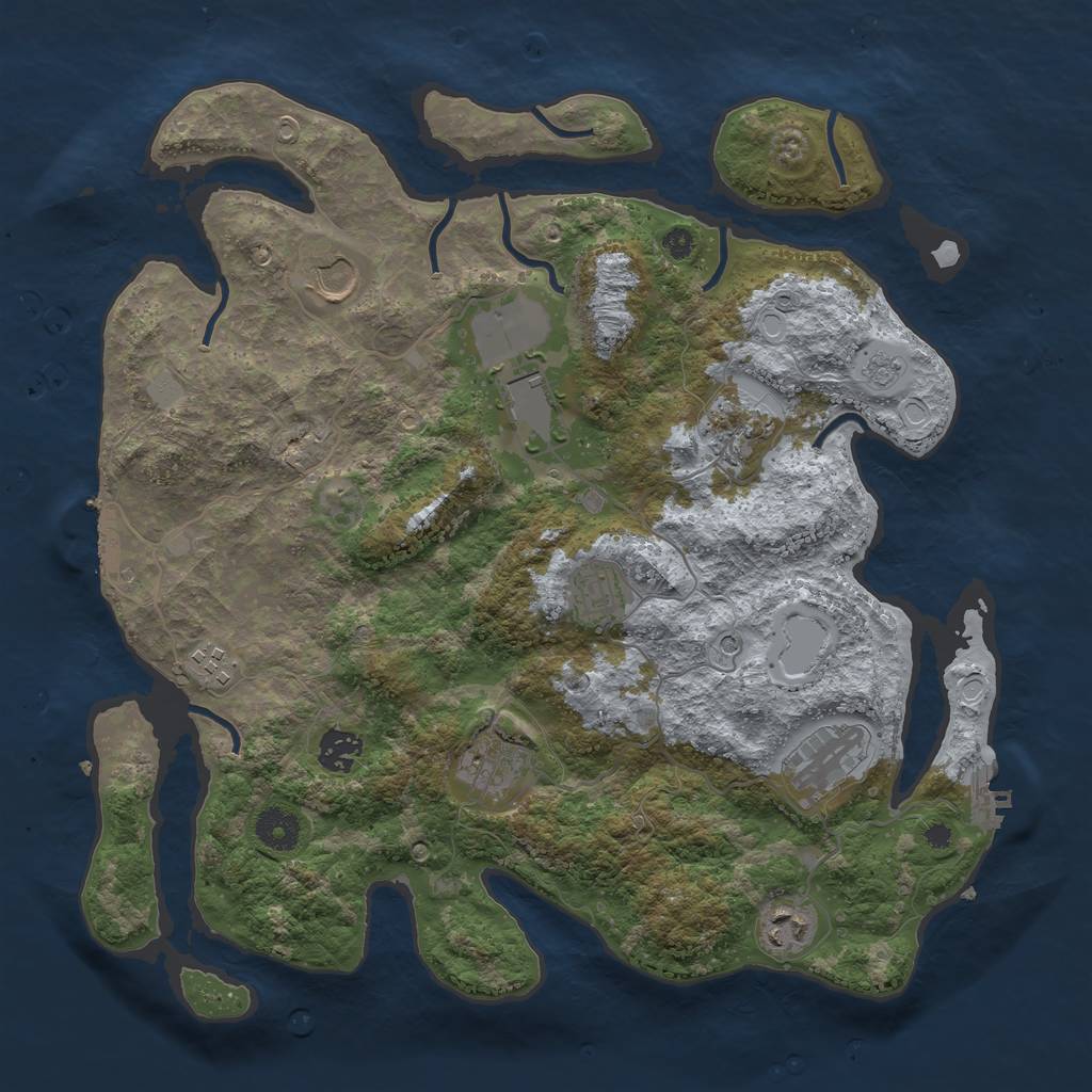 Rust Map: Procedural Map, Size: 3750, Seed: 160260883, 18 Monuments