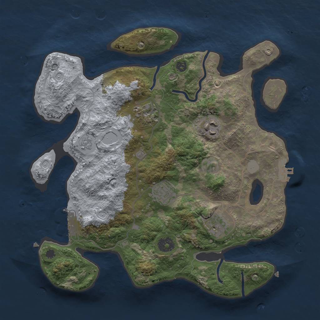 Rust Map: Procedural Map, Size: 3000, Seed: 1612906004, 12 Monuments