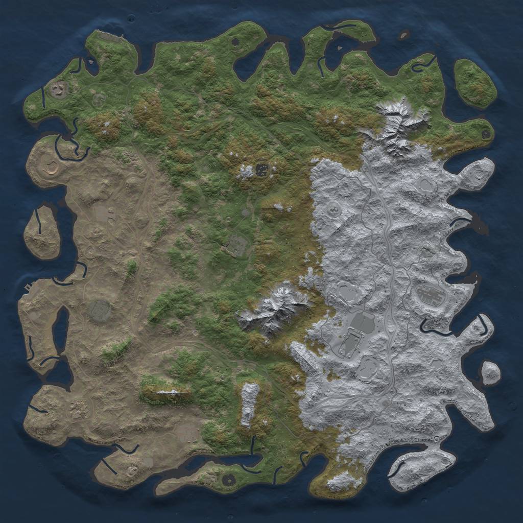 Rust Map: Procedural Map, Size: 6000, Seed: 514669759, 20 Monuments