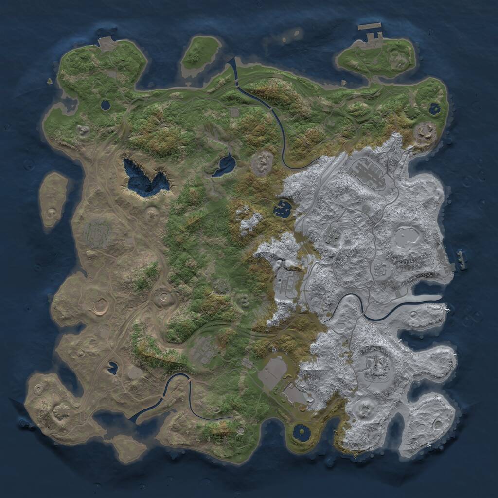 Rust Map: Procedural Map, Size: 4300, Seed: 1712122227, 16 Monuments