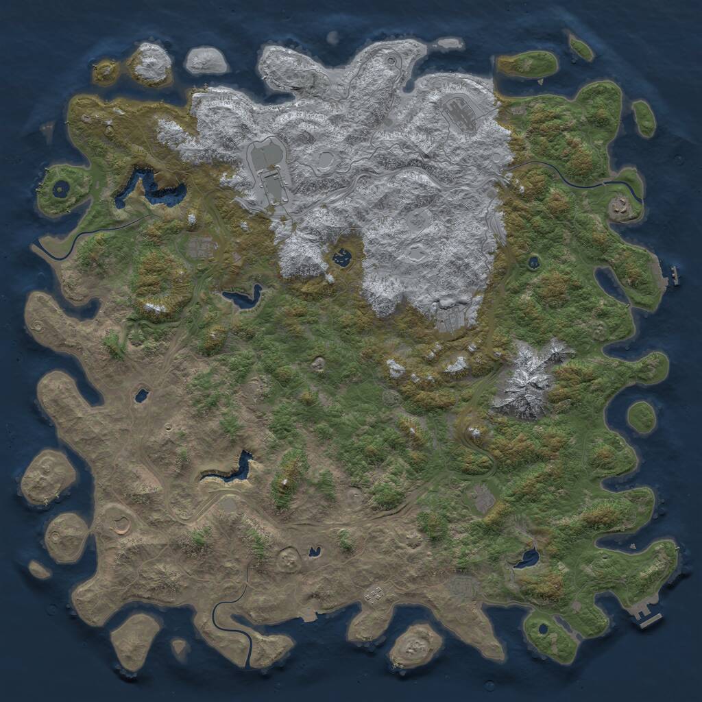 Rust Map: Procedural Map, Size: 6000, Seed: 3535, 17 Monuments
