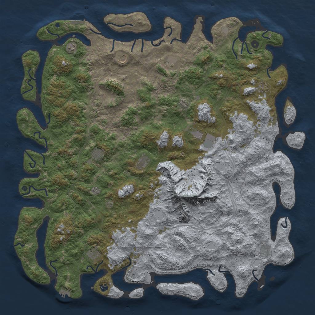 Rust Map: Procedural Map, Size: 6000, Seed: 969197289, 20 Monuments