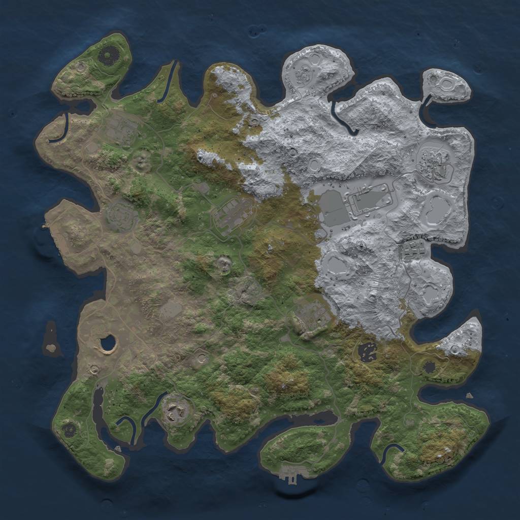 Rust Map: Procedural Map, Size: 3850, Seed: 82827693, 19 Monuments