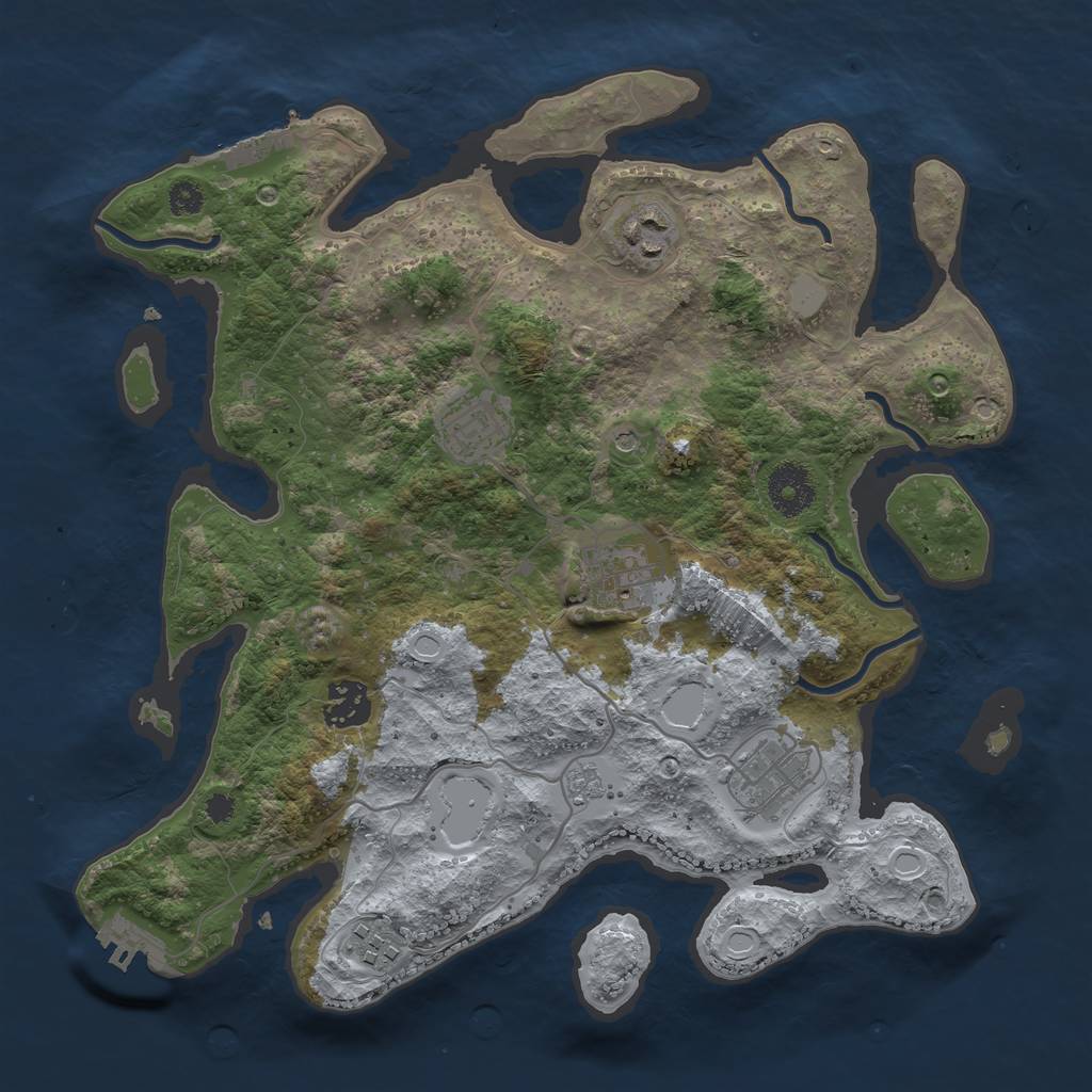 Rust Map: Procedural Map, Size: 3300, Seed: 654654, 15 Monuments