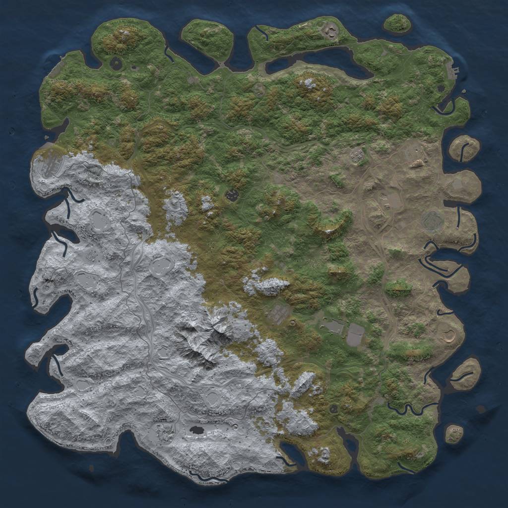 Rust Map: Procedural Map, Size: 6000, Seed: 1907508773, 20 Monuments