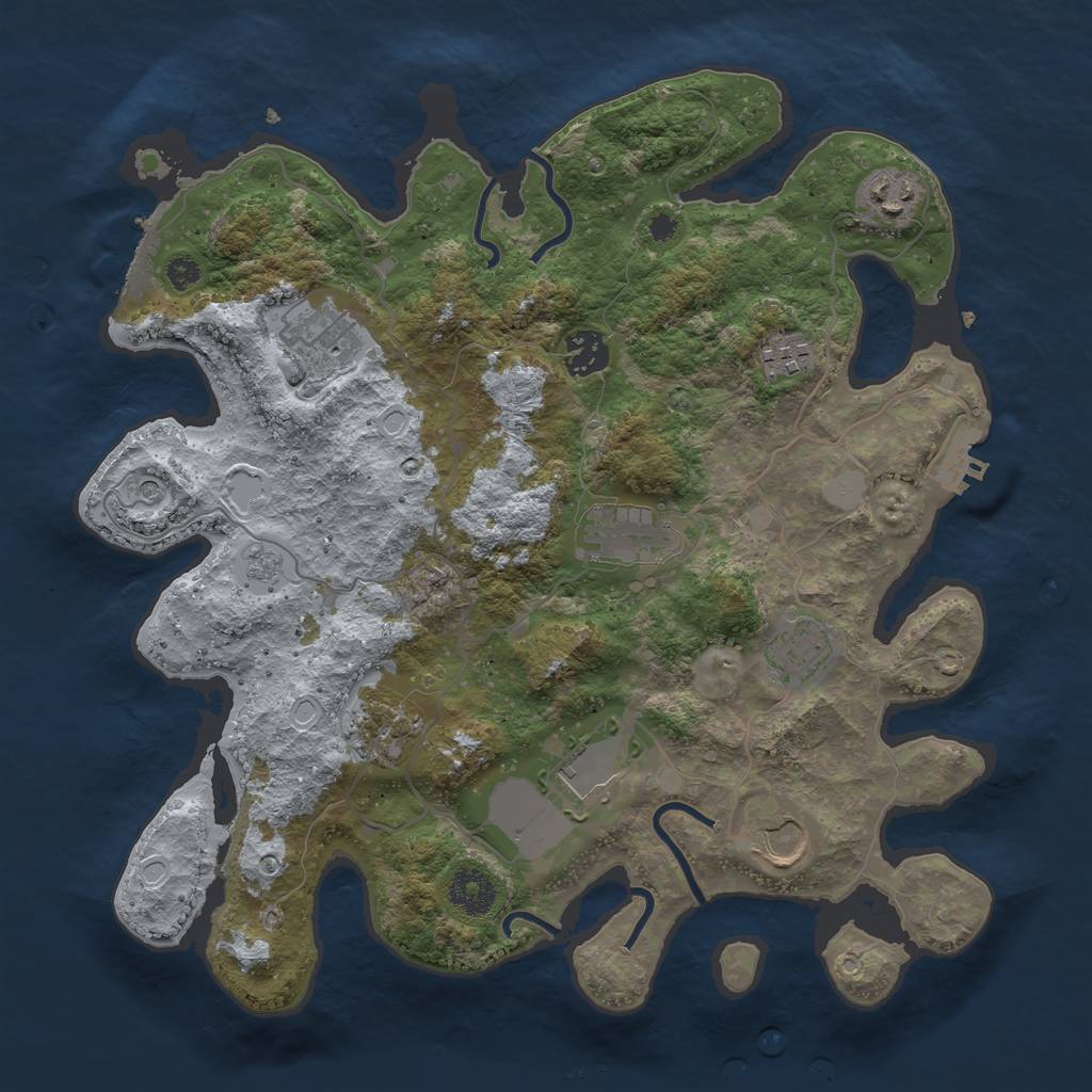 Rust Map: Procedural Map, Size: 3500, Seed: 672357842, 18 Monuments