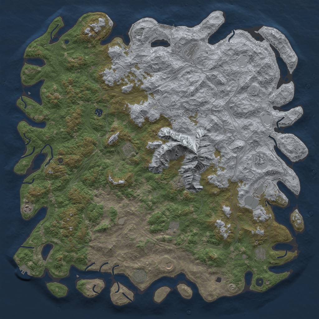 Rust Map: Procedural Map, Size: 6000, Seed: 281610426, 20 Monuments