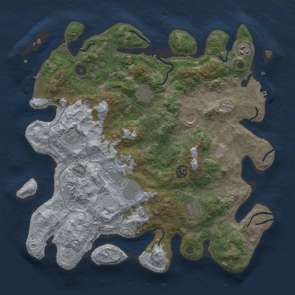 Rust Map: Procedural Map, Size: 4000, Seed: 2111152546, 17 Monuments