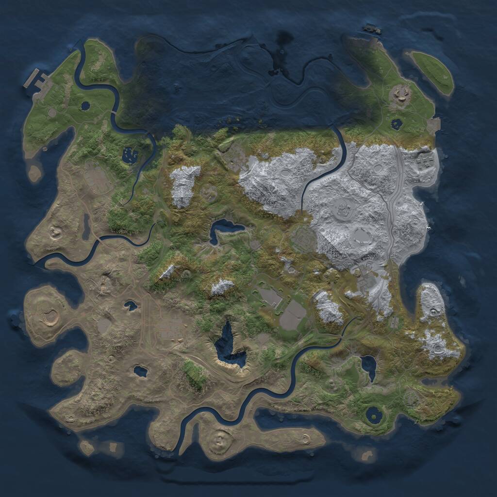 Rust Map: Procedural Map, Size: 4500, Seed: 177594303, 16 Monuments