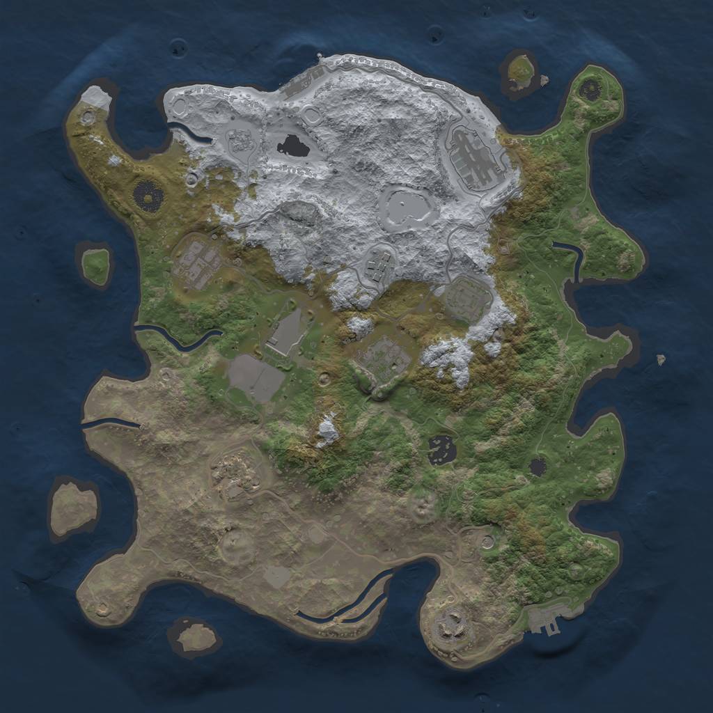 Rust Map: Procedural Map, Size: 3500, Seed: 105133, 18 Monuments
