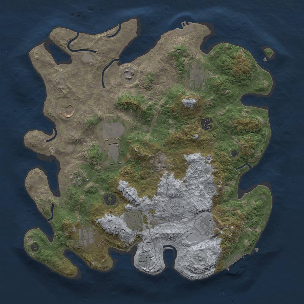 Rust Map: Procedural Map, Size: 3751, Seed: 70366, 17 Monuments