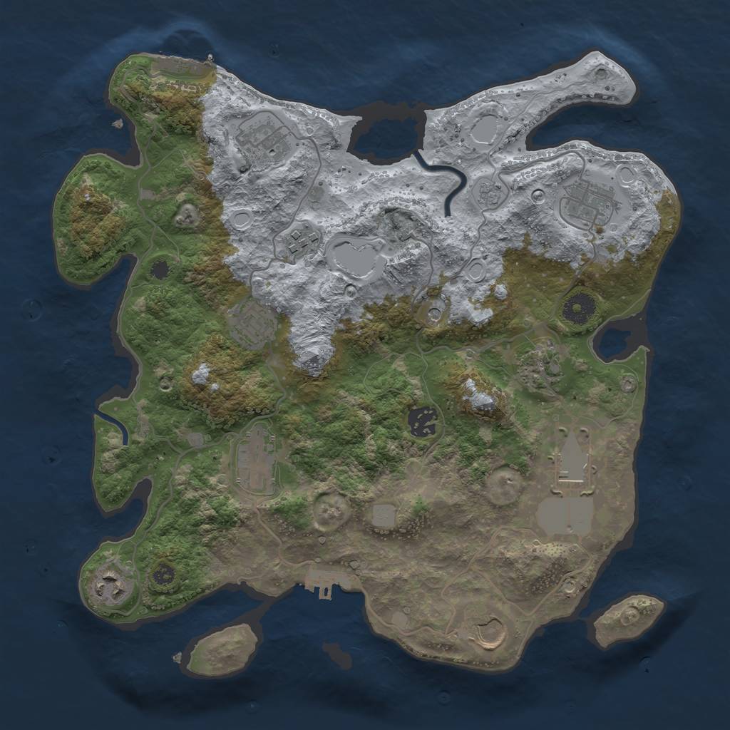 Rust Map: Procedural Map, Size: 3500, Seed: 1396670286, 19 Monuments