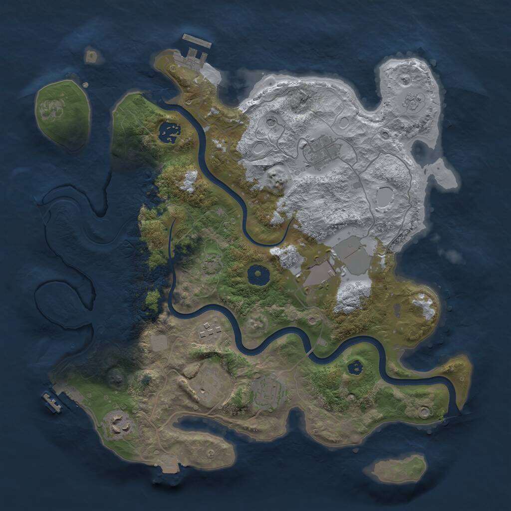 Rust Map: Procedural Map, Size: 3500, Seed: 1064559406, 13 Monuments