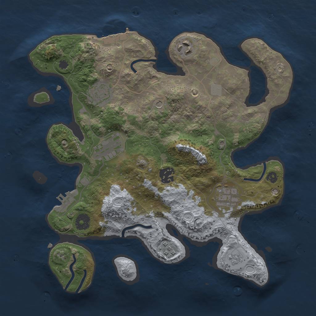Rust Map: Procedural Map, Size: 3000, Seed: 436408081, 15 Monuments