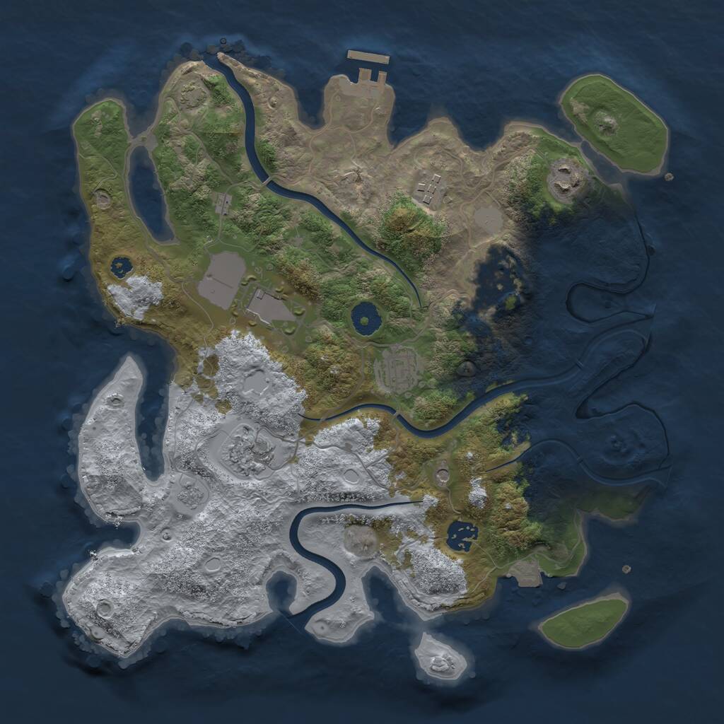 Rust Map: Procedural Map, Size: 3500, Seed: 2123310818, 12 Monuments