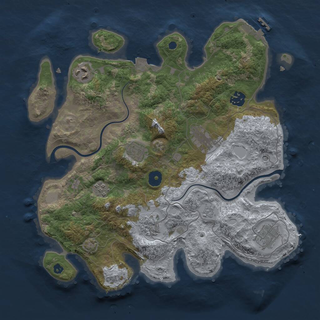 Rust Map: Procedural Map, Size: 3250, Seed: 1395431402, 12 Monuments