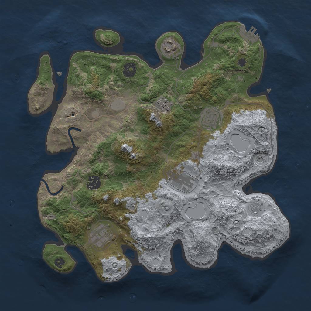 Rust Map: Procedural Map, Size: 3200, Seed: 1395431402, 14 Monuments